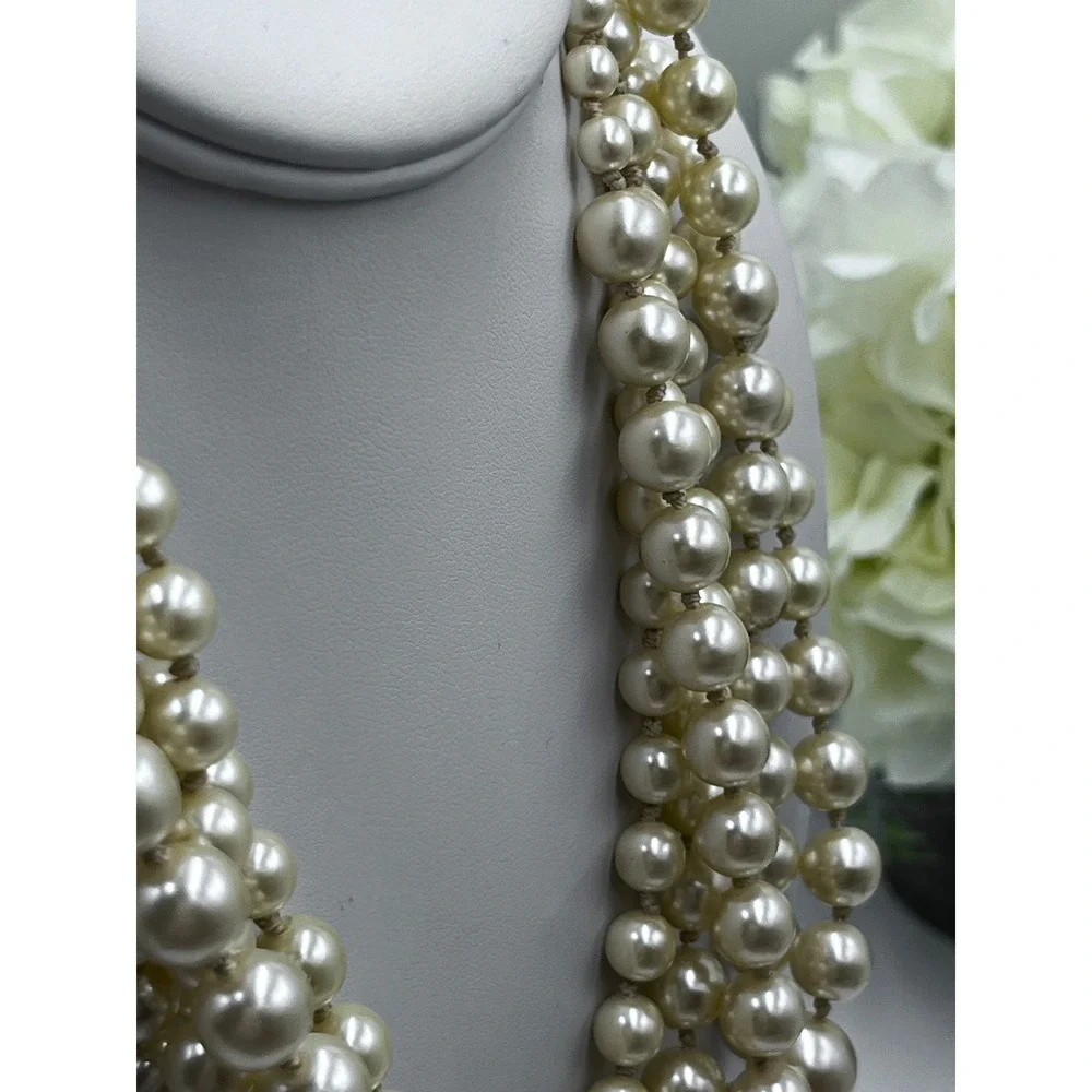 J. Crew Vintage MultiStrand Layered Cream Gold Tone Faux Pearl Necklace